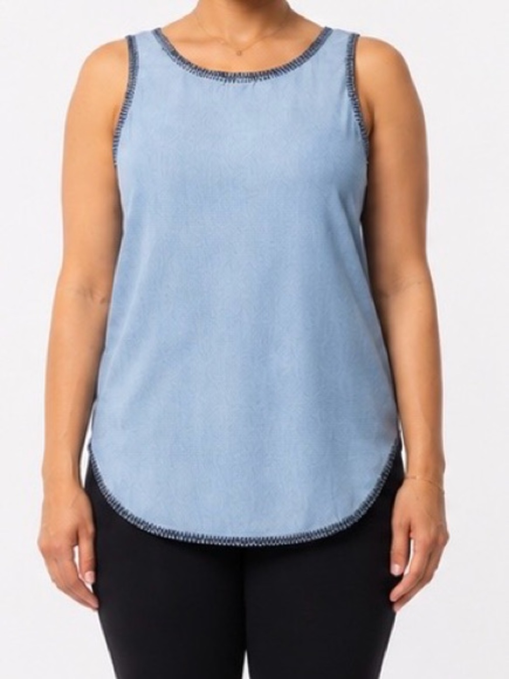 Velvet Heart Light Blue Tank with Contrast Stitching